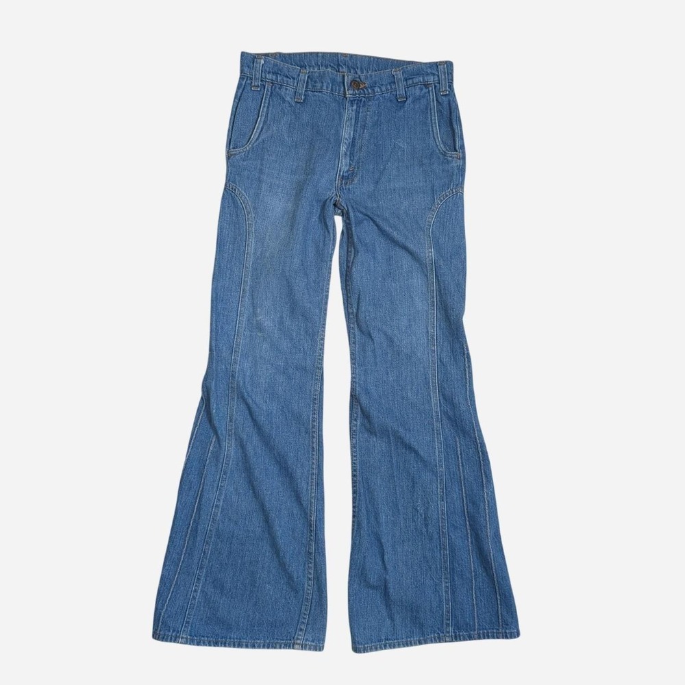 Rare Vintage 1970s Levi's "Feather Tab" Side Saddle Flares. W30 32L